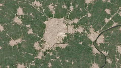 Top-down aerial 3D illustration of El Mahalla El Kubra, Egypt Stock Illustration