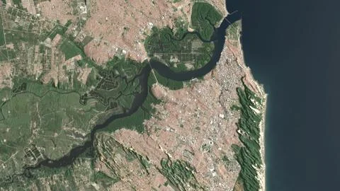 Top-down aerial 3D illustration of Natal, Brazil Stock Illustration