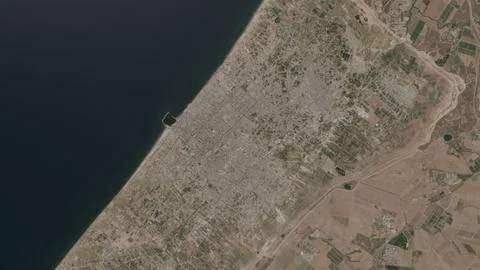 Top-down aerial 3D illustration of Gaza, State of Palestine Stock Illustration