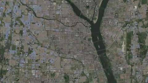 Top-down aerial 3D illustration of Linyi, China Stock Illustration