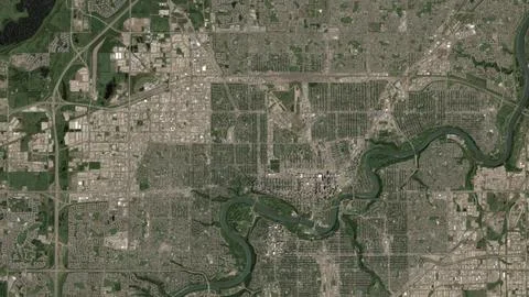 Top-down aerial 3D illustration of Edmonton, Canada Stock Illustration