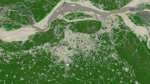 Top-down aerial 3D illustration of Faizabad, India Stock Illustration