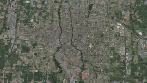 Top-down aerial 3D illustration of Weifang, China Stock Illustration