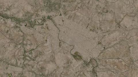 Top-down aerial 3D illustration of Ad Diwaniyah, Iraq Stock Illustration