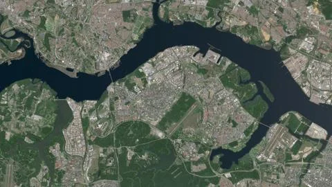 Top-down aerial 3D illustration of Sembawang, Singapore Stock Illustration