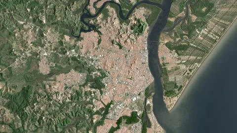 Top-down aerial 3D illustration of Aracaju, Brazil Stock Illustration