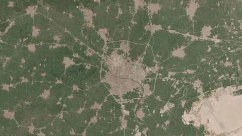 Top-down aerial 3D illustration of Faiyum, Egypt Stock Illustration