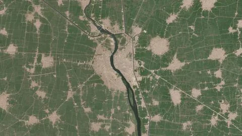 Top-down aerial 3D illustration of Mit Ghamr, Egypt Stock Illustration