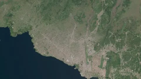 Top-down aerial 3D illustration of Goma, DR Congo Stock Illustration