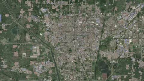 Top-down aerial 3D illustration of Jining, China Stock Illustration
