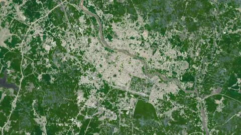 Top-down aerial 3D illustration of Bilaspur, India Stock Illustration