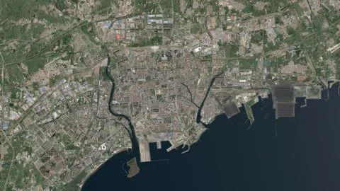 Top-down aerial 3D illustration of Qinhuangdao, China Stock Illustration