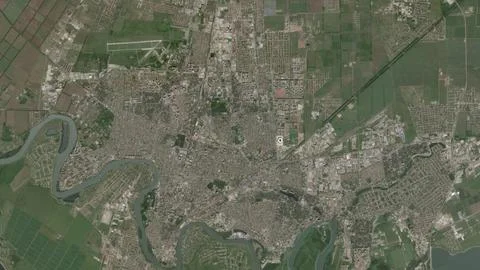 Top-down aerial 3D illustration of Krasnodar, Russia Stock Illustration