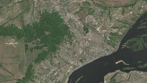 Top-down aerial 3D illustration of Saratov, Russia Stock Illustration