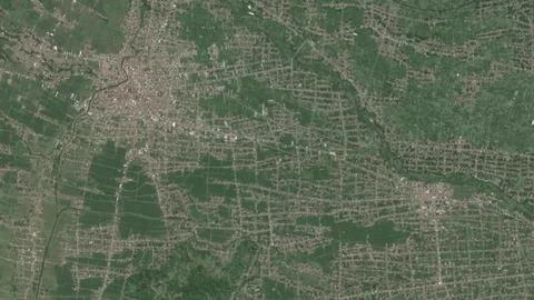 Top-down aerial 3D illustration of Tulungagung, Indonesia Stock Illustration