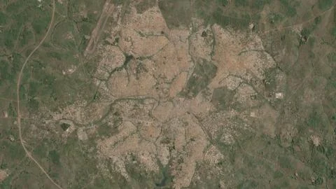 Top-down aerial 3D illustration of Bouak, Cte d'Ivoire Stock Illustration