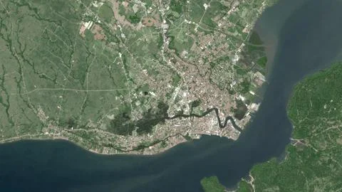 Top-down aerial 3D illustration of Iloilo City, Philippines Stock Illustration