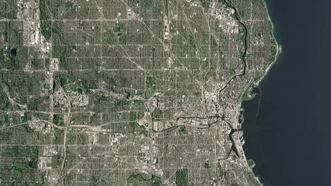 Top-down aerial 3D illustration of Milwaukee, United States of America Stock Illustration
