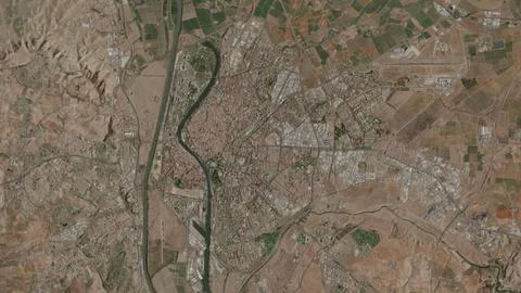 Top-down aerial 3D illustration of Seville, Spain Stock Illustration