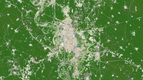 Top-down aerial 3D illustration of Shahjahanpur, India Stock Illustration