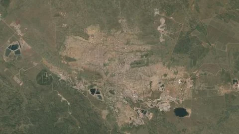Top-down aerial 3D illustration of Likasi, DR Congo Stock Illustration