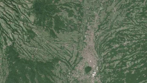 Top-down aerial 3D illustration of Magelang, Indonesia Stock Illustration