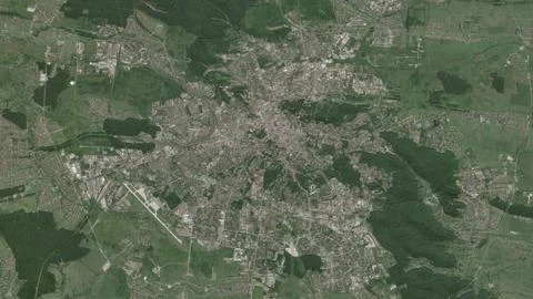 Top-down aerial 3D illustration of Lviv, Ukraine Stock Illustration
