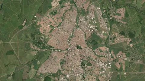 Top-down aerial 3D illustration of Ribeirao Preto, Brazil Stock Illustration