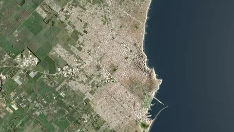 Top-down aerial 3D illustration of Mar del Plata, Argentina Stock Illustration