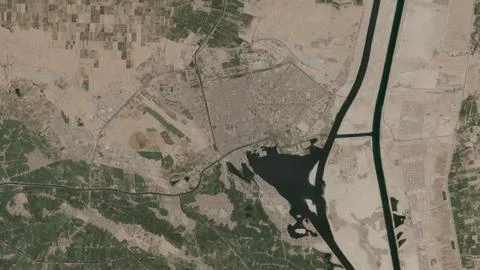 Top-down aerial 3D illustration of Al Ismailiya, Egypt Stock Illustration
