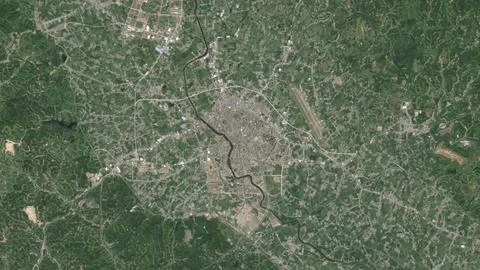 Top-down aerial 3D illustration of Xingning, China Stock Illustration