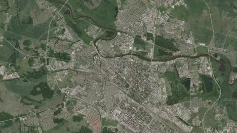 Top-down aerial 3D illustration of Tyumen, Russia Stock Illustration