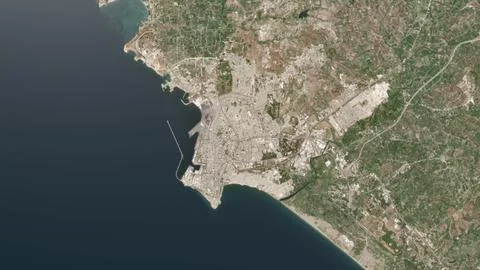 Top-down aerial 3D illustration of Latakia, Syria Stock Illustration