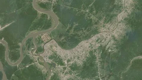 Top-down aerial 3D illustration of Yenagoa, Nigeria Stock Illustration