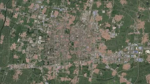 Top-down aerial 3D illustration of Cangzhou, China Stock Illustration