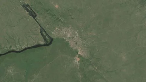 Top-down aerial 3D illustration of Nimule, South Sudan Stock Illustration