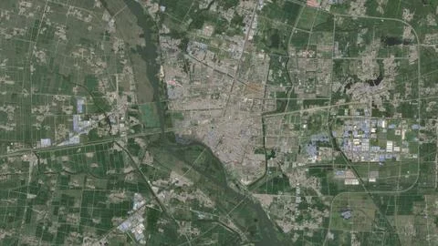 Top-down aerial 3D illustration of Yitang, China Stock Illustration