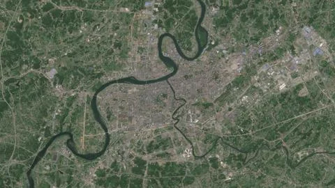 Top-down aerial 3D illustration of Shaoyang, China Stock Illustration