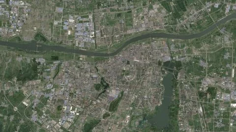 Top-down aerial 3D illustration of Bengbu, China Stock Illustration