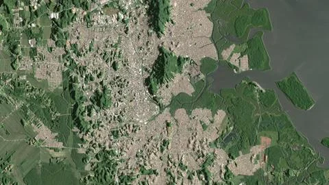 Top-down aerial 3D illustration of Joinville, Brazil Stock Illustration
