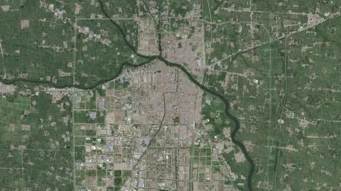 Top-down aerial 3D illustration of Bozhou, China Stock Illustration