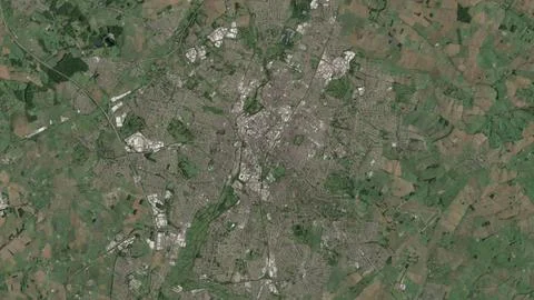 Top-down aerial 3D illustration of Leicester, United Kingdom Stock Illustration
