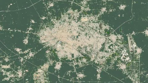 Top-down aerial 3D illustration of Rohtak, India Stock Illustration