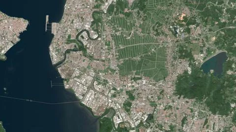 Top-down aerial 3D illustration of Bukit Mertajam, Malaysia Stock Illustration
