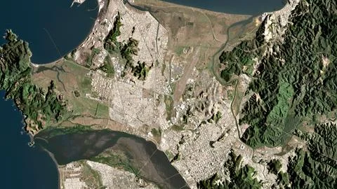 Top-down aerial 3D illustration of Concepcin, Chile Stock Illustration