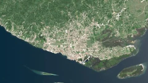 Top-down aerial 3D illustration of Zamboanga City, Philippines Stock Illustration