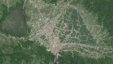 Top-down aerial 3D illustration of Gorontalo, Indonesia Stock Illustration