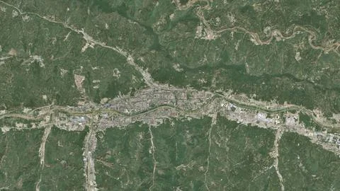 Top-down aerial 3D illustration of Tianshui, China Stock Illustration