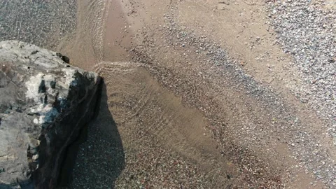 Top down aerial above clear lake water in Lake Superior Michigan in summer Stock Footage 207650759