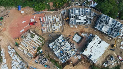 Top-Down Aerial of Active Resort Construction in Phuket 库存影片 341503929